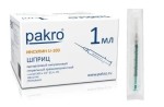 Шприц инсулиновый, Pakro (Пакро) 1 мл р. 0.30ммх13мм 30Gх1/2